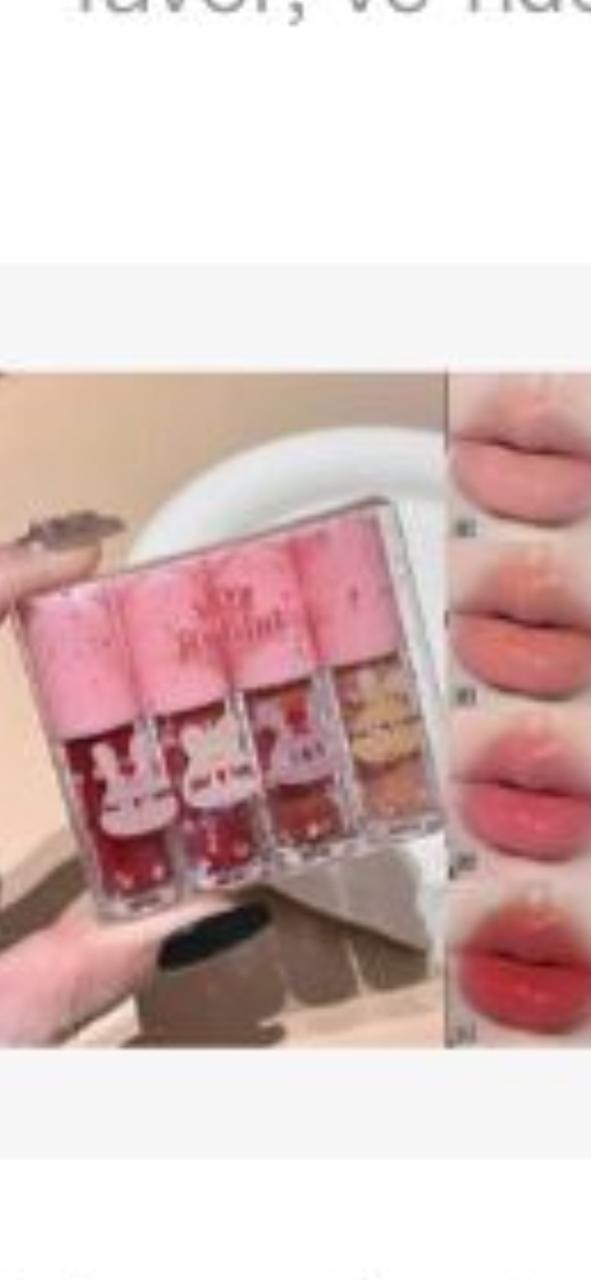 Brillo labial, en forma de conejo ser 4 piezas, café