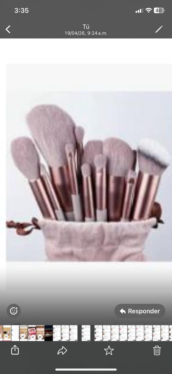 Juego de brochas de maquillaje portátil, café