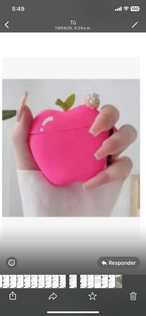 Funda de silicona con forma de fruta ,manzana rosa