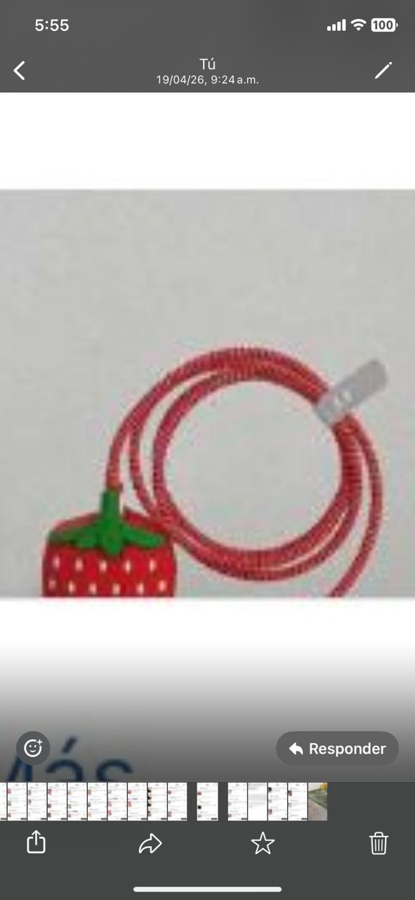 Estuche protector de carga de teléfono en forma de fresa, rojo
