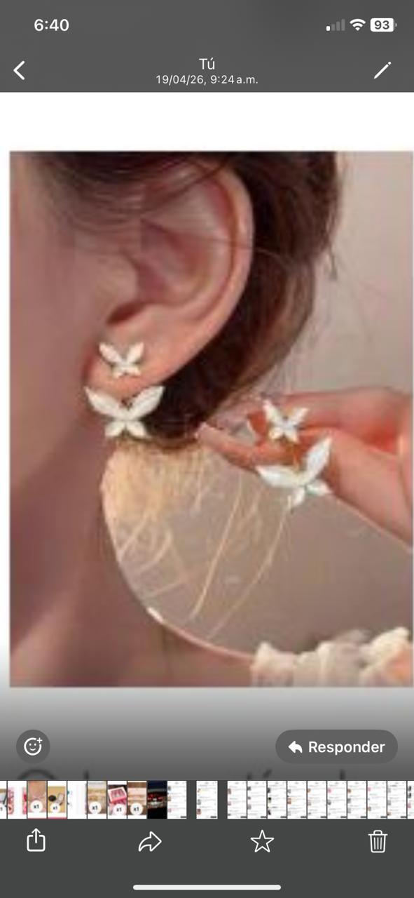Pendientes en forma de mariposa minimalista, blanco