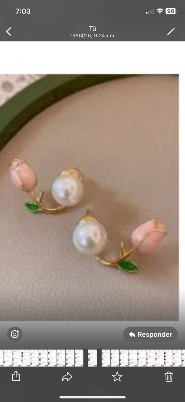 Pendiente de tulipán rosa, románticos, rosa
