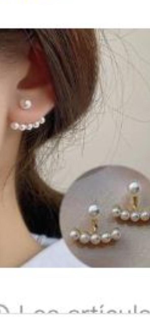 Pendientes de perla con diseño en perla, blanco