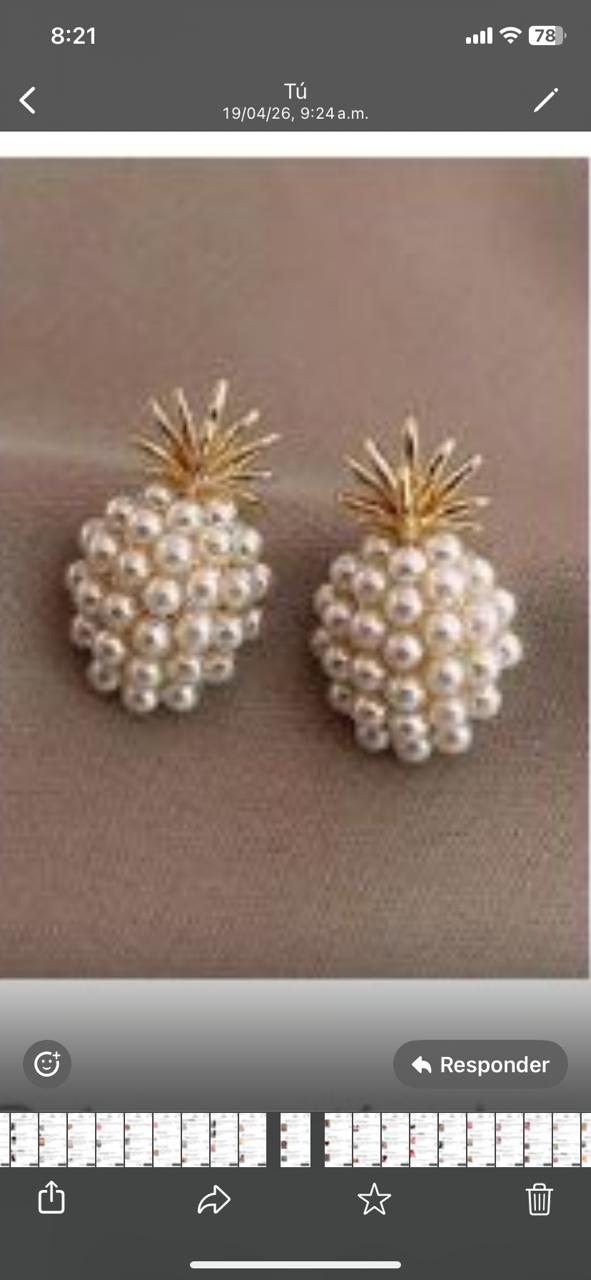 Pendientes con diseño de piña de perlas falsas ,albaricoque