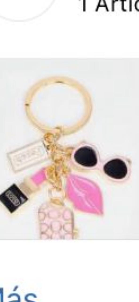 Llavero creativo con colgantes, lápiz labial, rosa