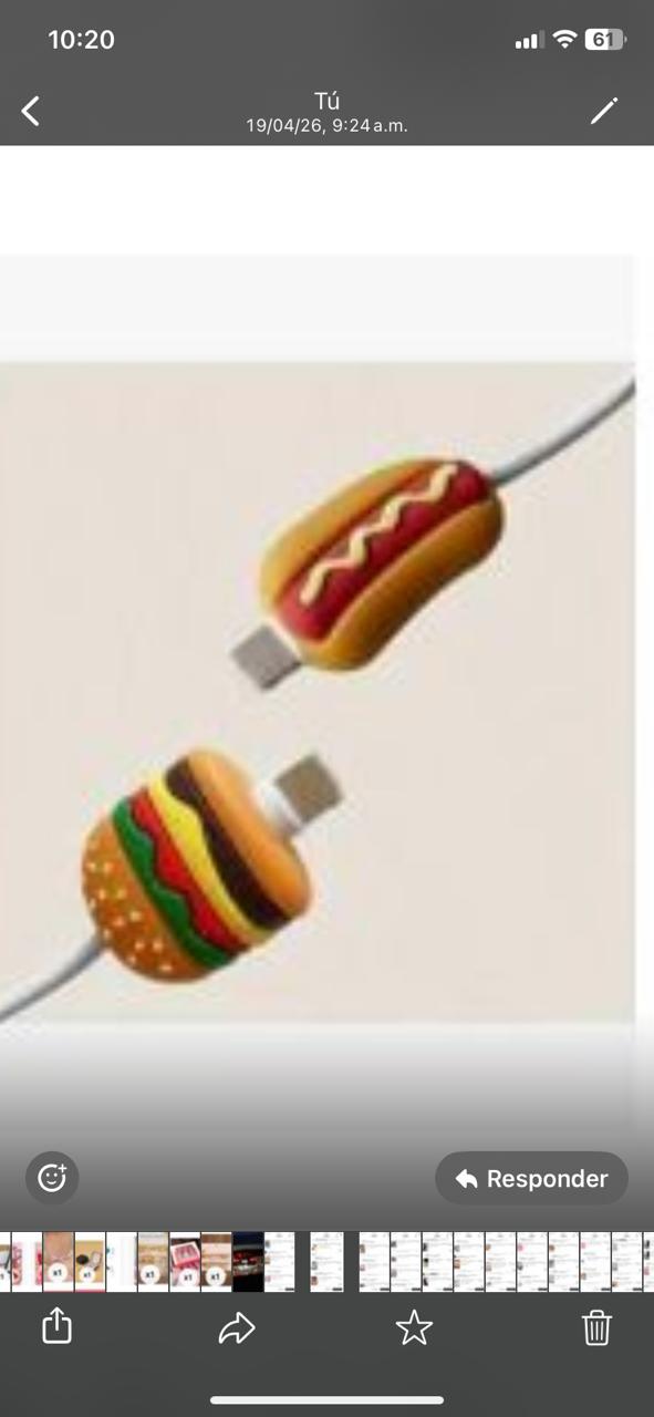 Protector de cable de carga ,forma de hamburguesa y hot dog