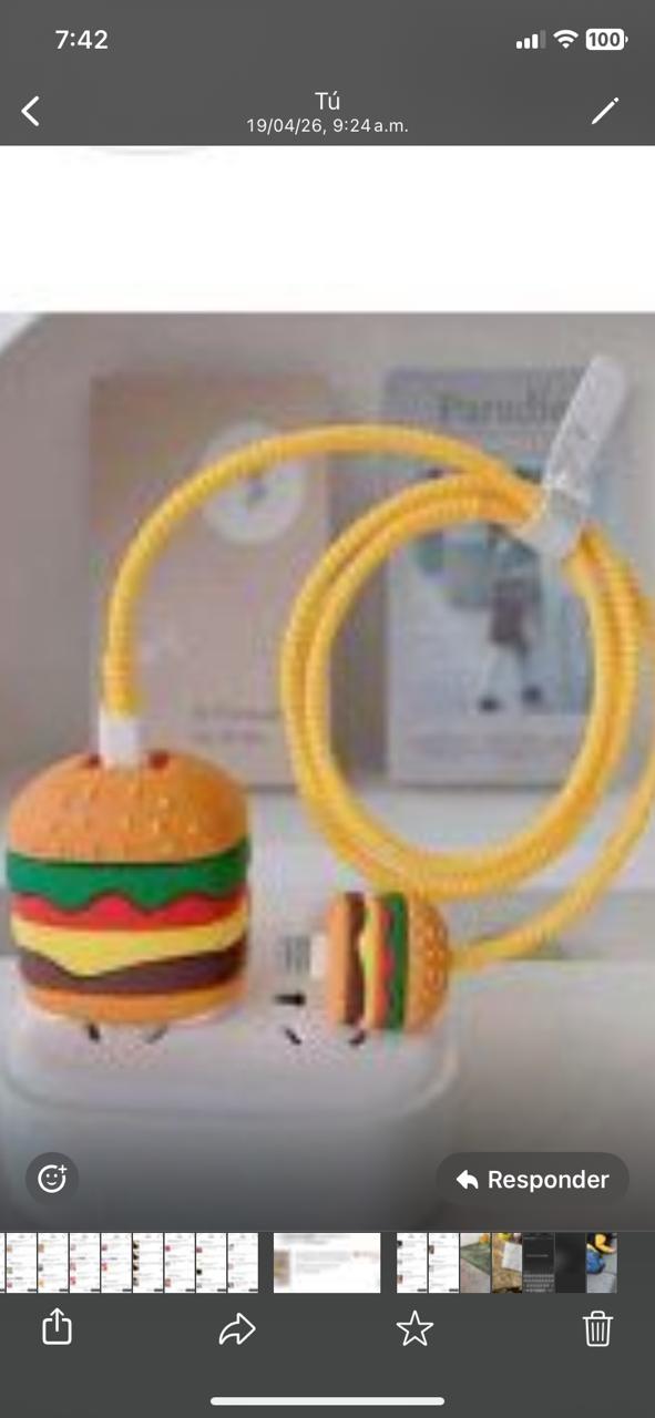 Funda protectora con diseño de hamburguesa, amarilla