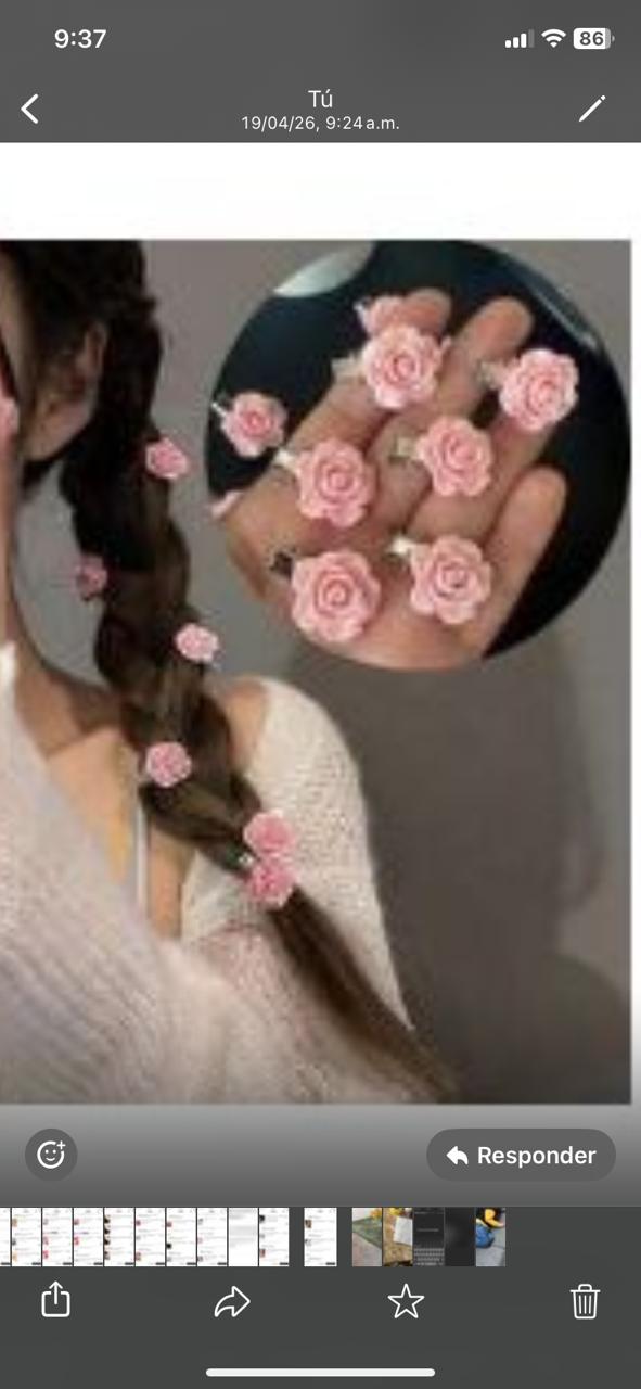 Horquillas  para el cabello con rosas, Rosa $ 12 cada par
