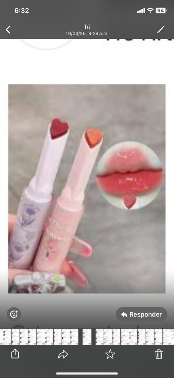 Lápiz labial de gelatina brillante, forma de corazón #4,Rosa, Roja