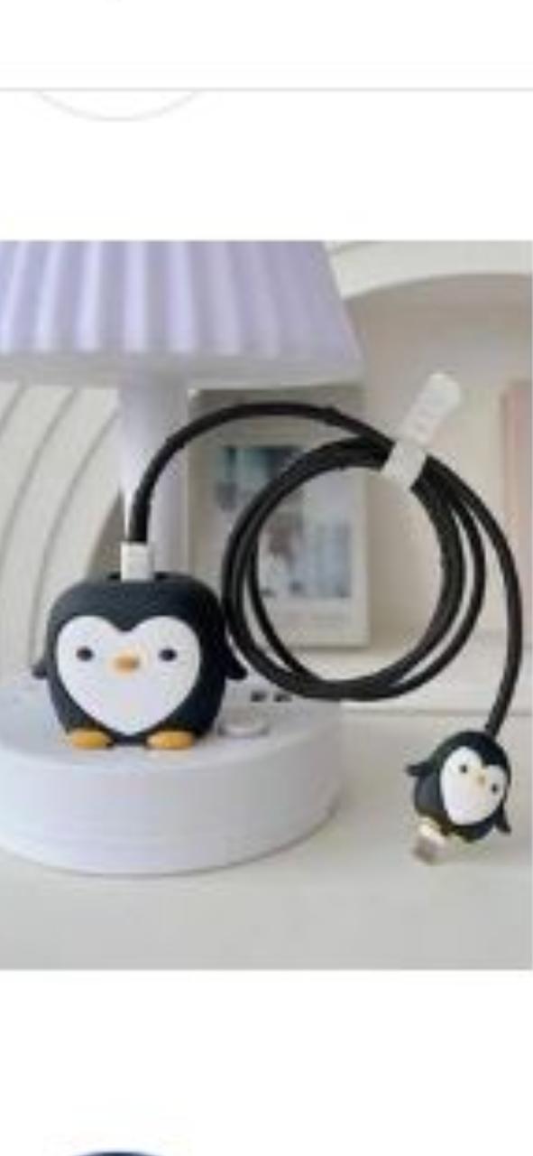 Funda protectora de silicona para pone, forma pingüino,blanca y negro