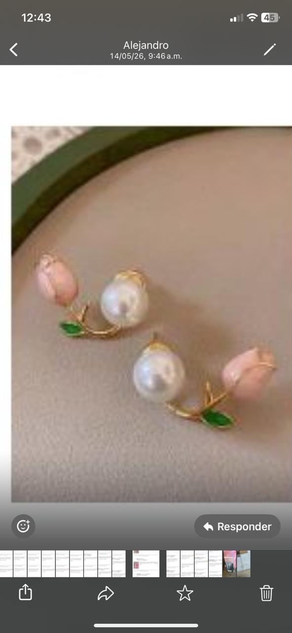 Pendientes de tulipán romántico, Rosa