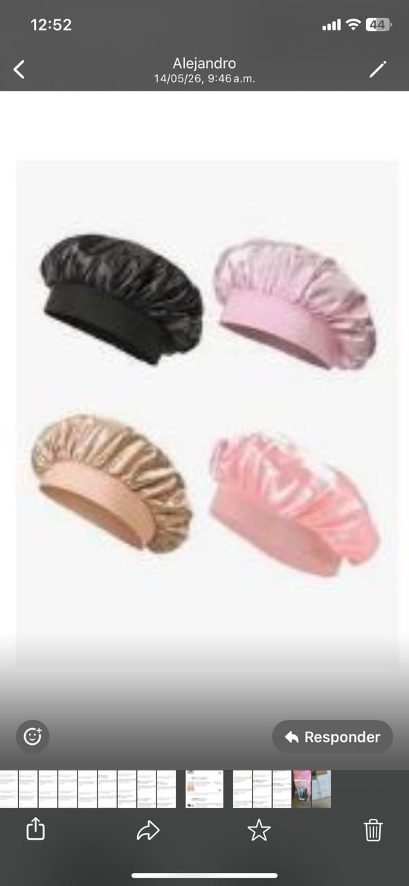 Gorro de seda para dormir para mujer, oro,negro, coral ,pan, $ 50 cada uno