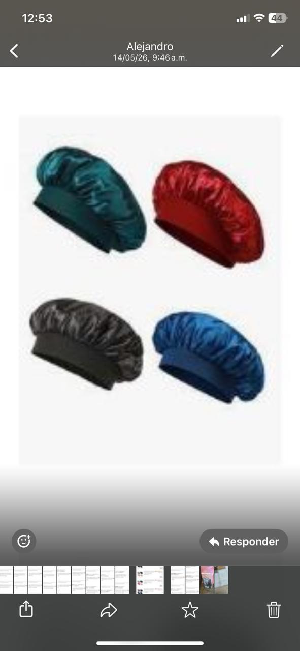 Gorro de seda para dormir para mujer, negro, azul, verde, ro $50 cada uno