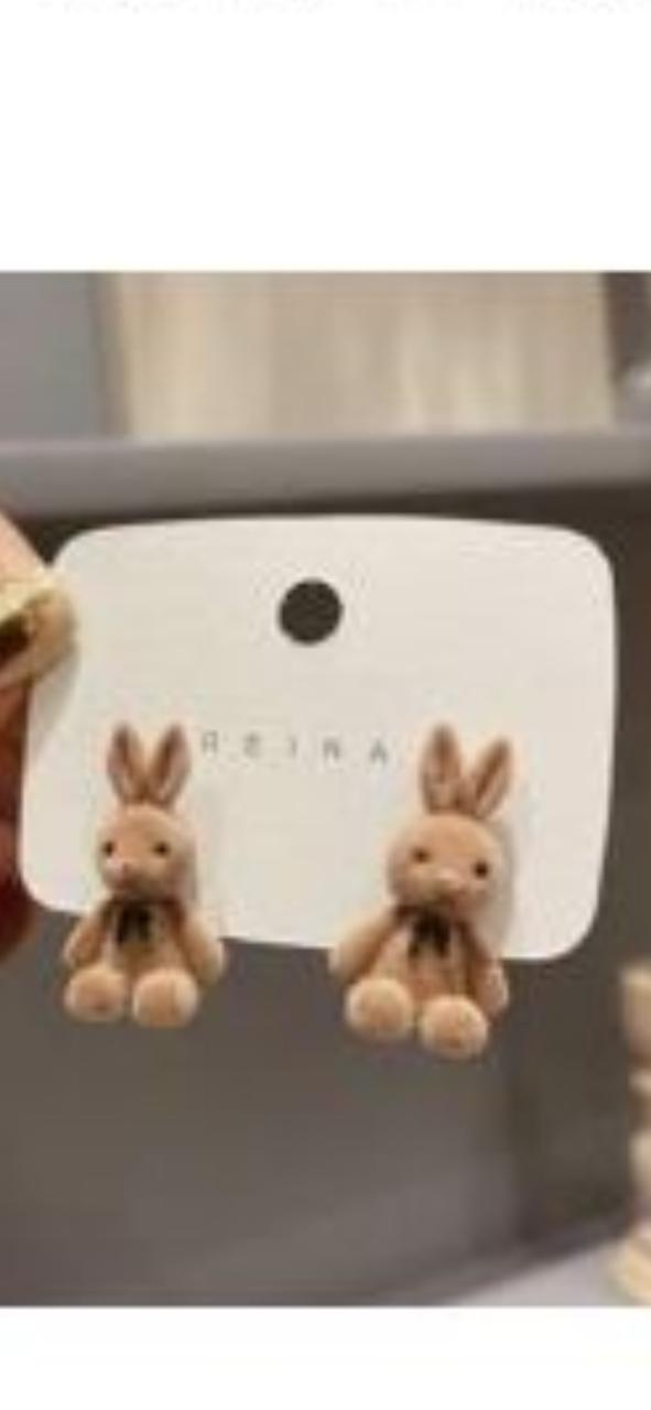 Aretes de perforación con estilo conejo, café oscuro