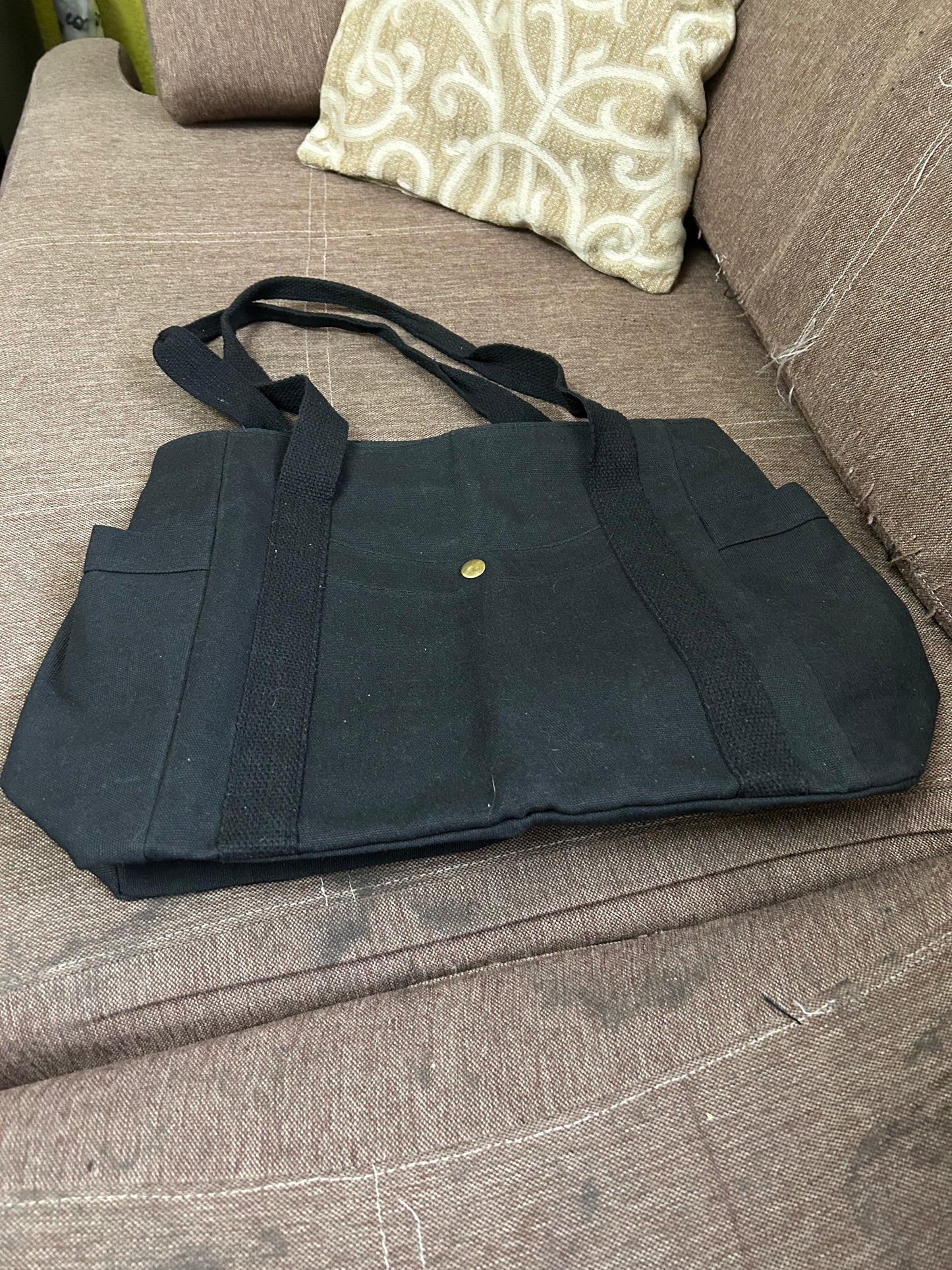 Bolsa de lona de gran capacidad de moda, negra