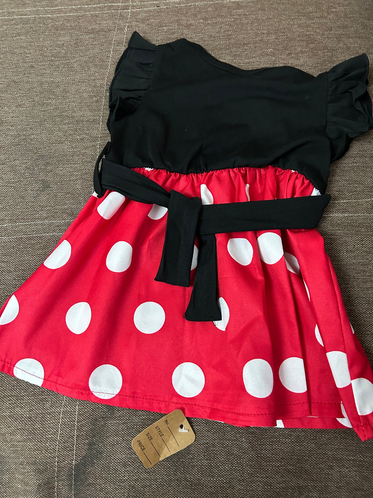 Vestido para niña con estampado lunares blancos, negro y rojo, 6-9 m