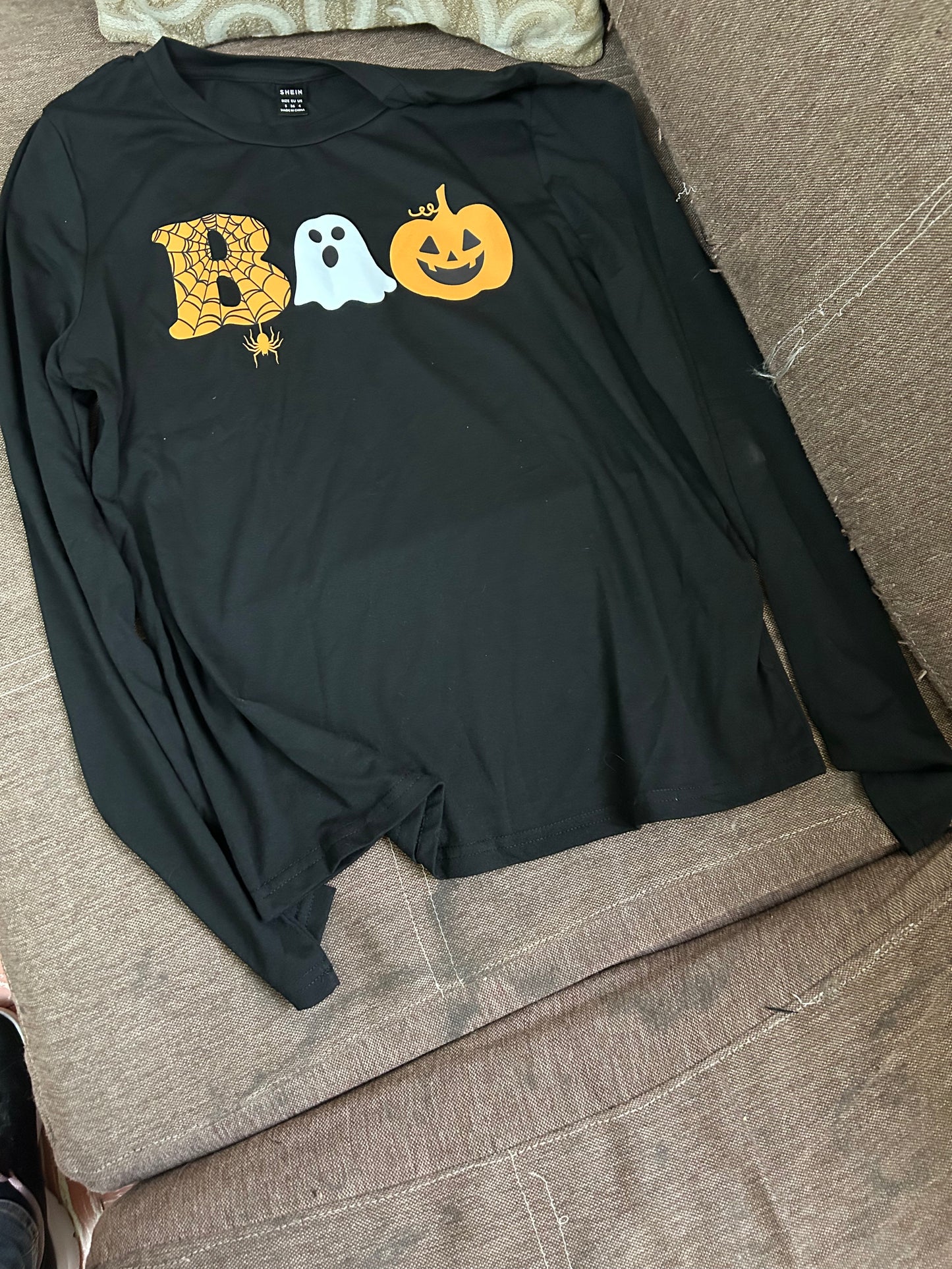 Blusa con estampado de hallowen , S , negra