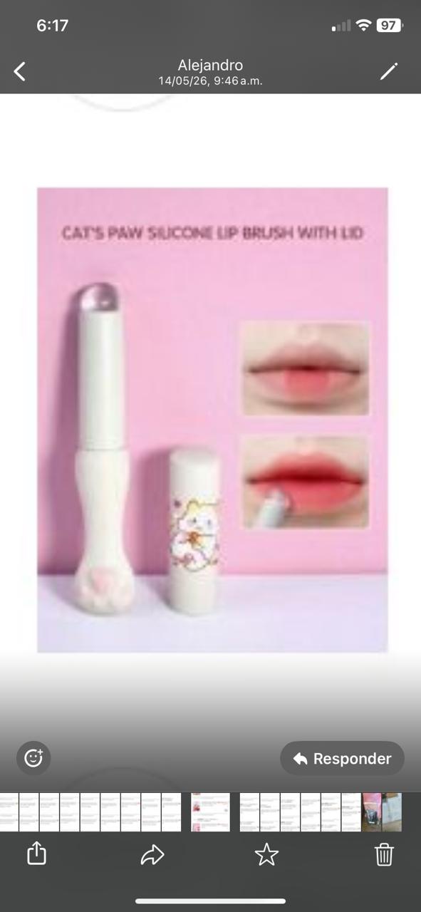Cepillo de labios de silicona en forma de pata de gato blanco