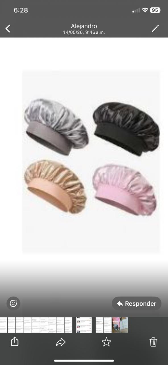 Gorro de seda para dormir para mujer, dorado, rosa, negro, gris $50 cada uno